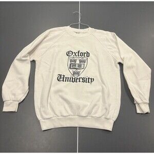 Rare Vintage 80’s Oxford University Men’s White Crewneck Sweatshirt Size Large